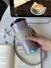 膳魔师（THERMOS）便携电动搅拌杯咖啡杯新款陶瓷涂层车载办公室保温杯高颜值水杯子 膳魔师-极光紫【395ml】+灰色杯套 实拍图