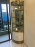 百裕达 新款轻奢酒柜现代简约转角酒柜家用客厅餐厅小户型靠墙三角酒柜 香槟色框架(黑色柜体) 两侧带镜(无感应灯 无玻璃门) 实拍图