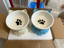憨憨乐园猫碗陶瓷猫粮双碗斜口狗碗狗盆狗粮宠物幼猫咪吃饭食盆喝水喂食 实拍图