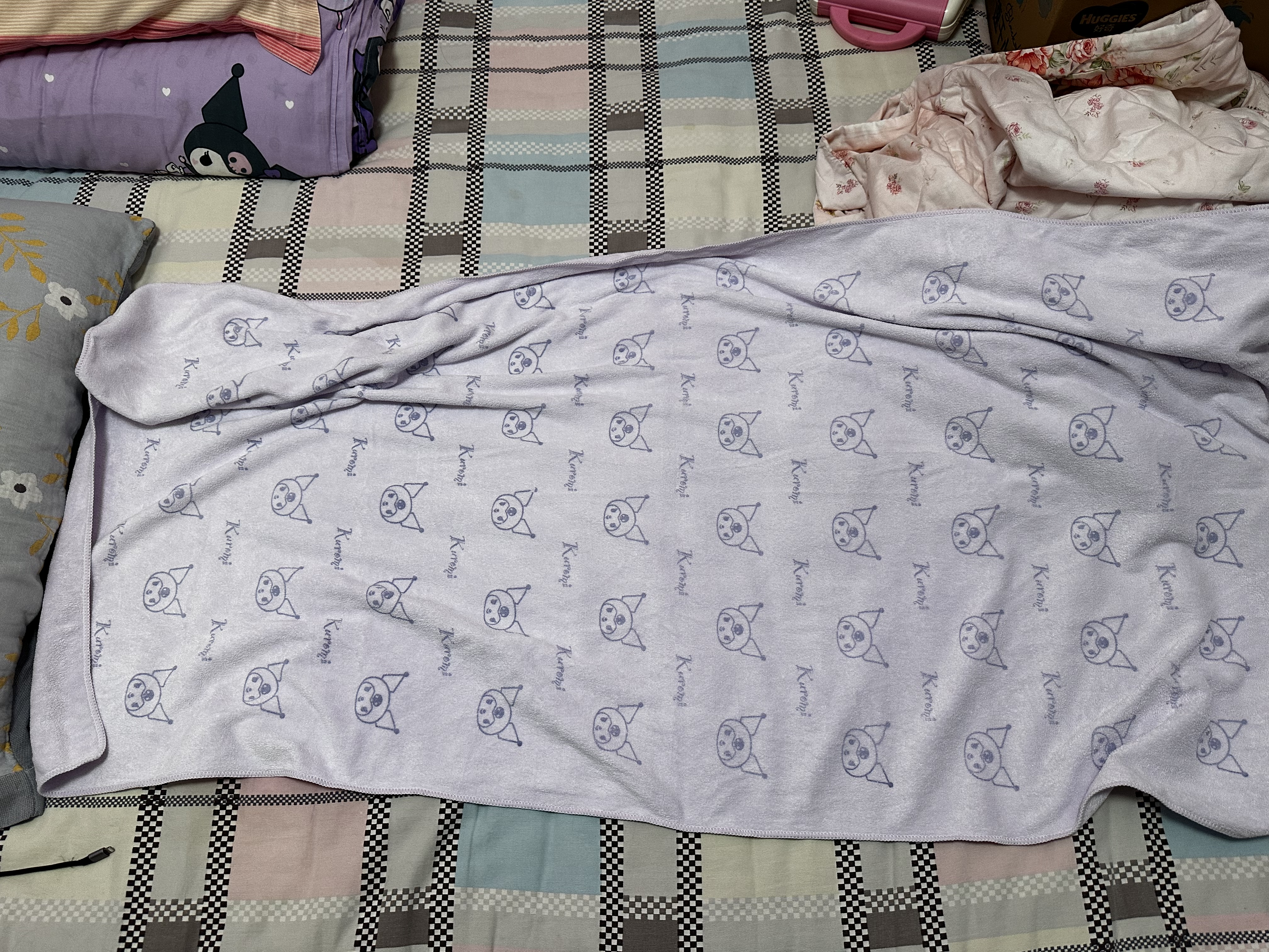 名创优品（MINISO）三丽鸥超细纤维浴巾柔软吸水速干洗澡浴巾140x70cm酷洛米1条装 实拍图