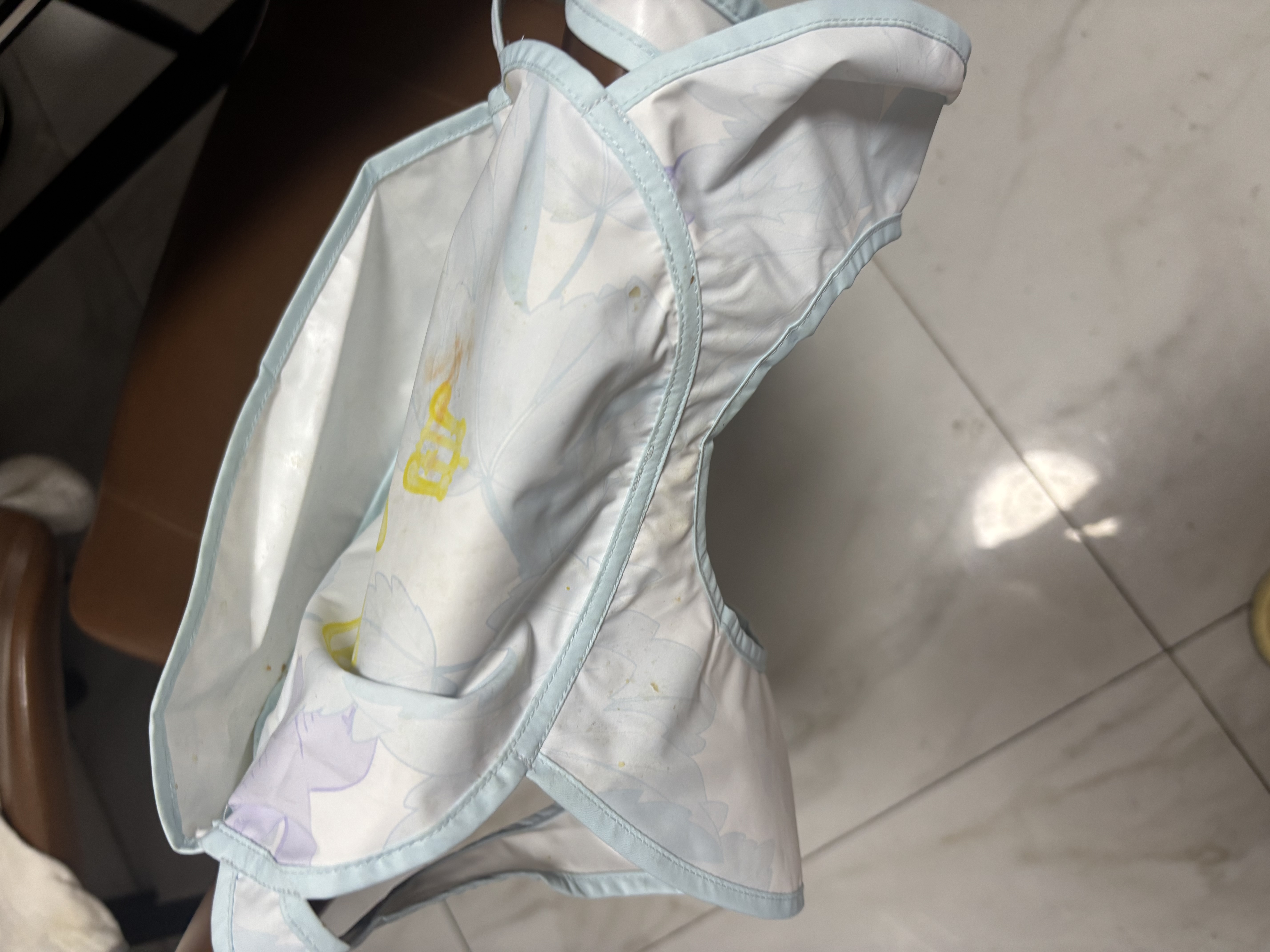 babycare宝宝吃饭罩衣儿童围兜婴儿反穿衣防脏辅食围裙 蓝茵乐章 80码  实拍图