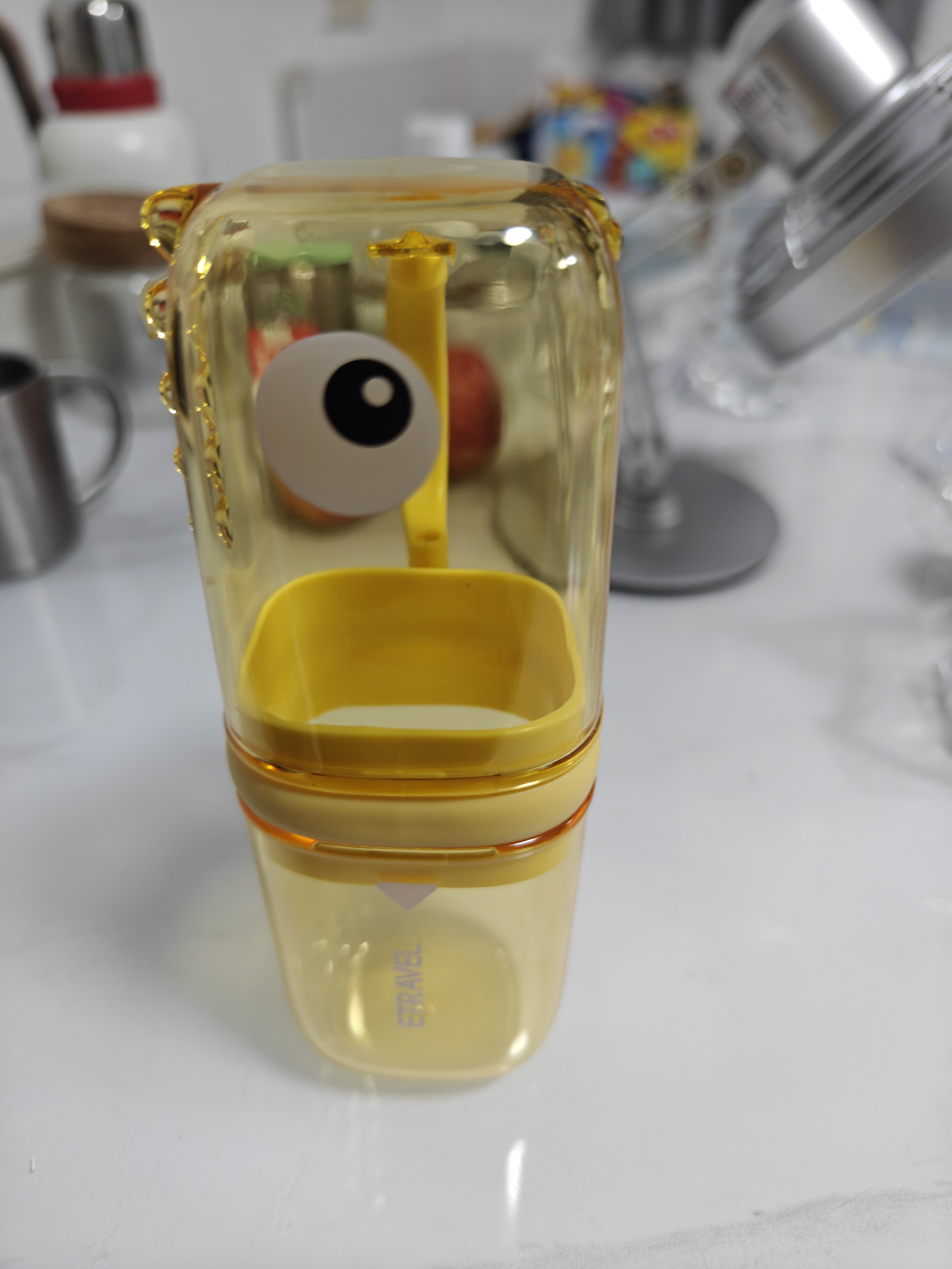 易旅（Etravel）旅行便捷儿童漱口杯刷牙杯牙刷杯子宝宝洗漱杯套装空杯 柠檬黄 实拍图