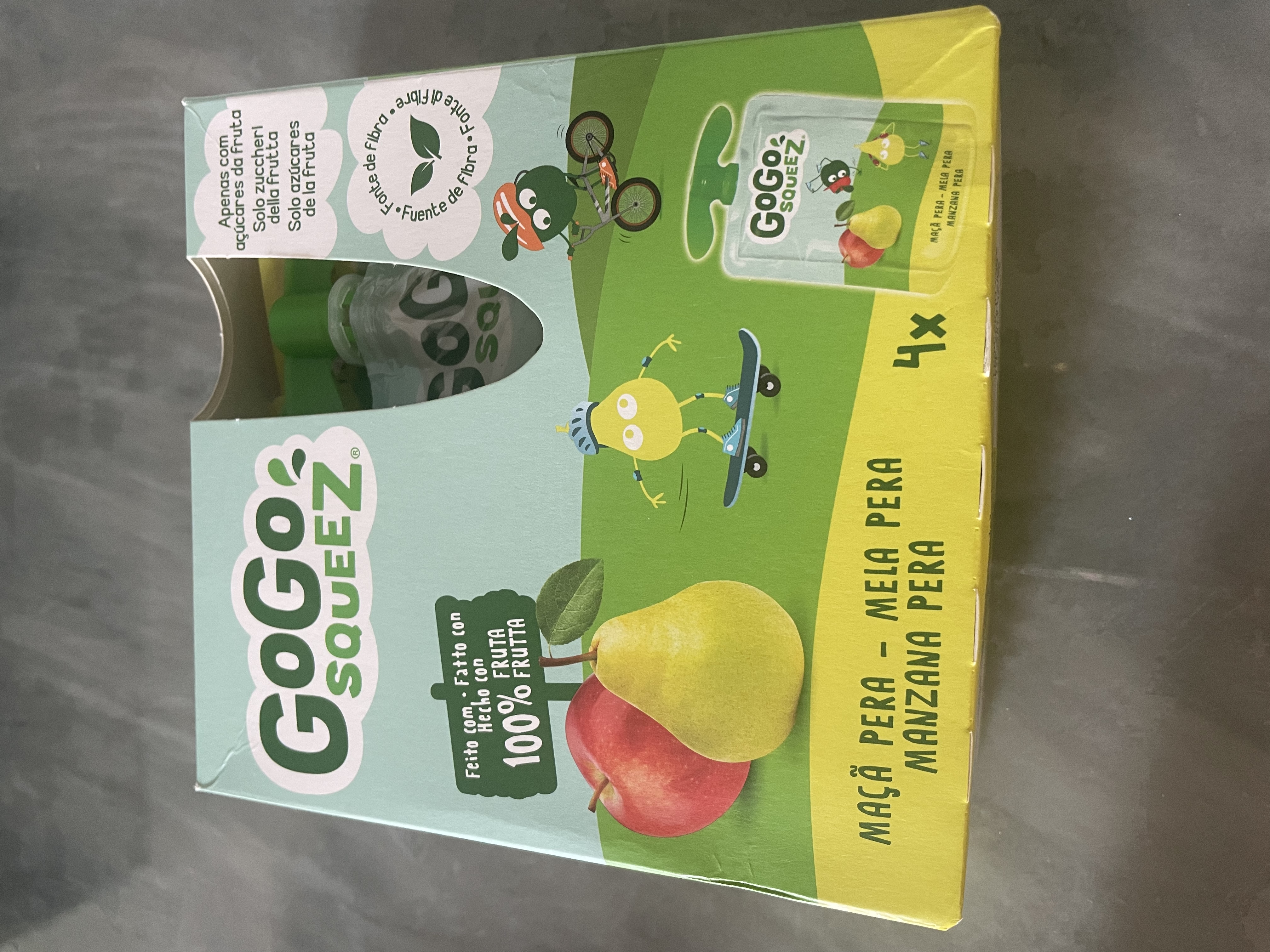 GOGO SQUEEZ梦果鲜苹果梨混合水果泥 法国原装进口100%水果90g*4袋 1岁以上 实拍图