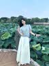 茵曼【秀场同款】索罗纳凉感条纹短袖女26夏针织衫上衣蓝色M 实拍图