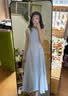 UR2026春季新款女装魅力无袖拼接V型剪裁圆领连衣裙UWG760056 浅蓝 S 实拍图