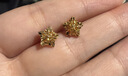 周大福镂空爆闪方糖星星黄金耳饰女约1.85g EOF1673生日礼物 实拍图