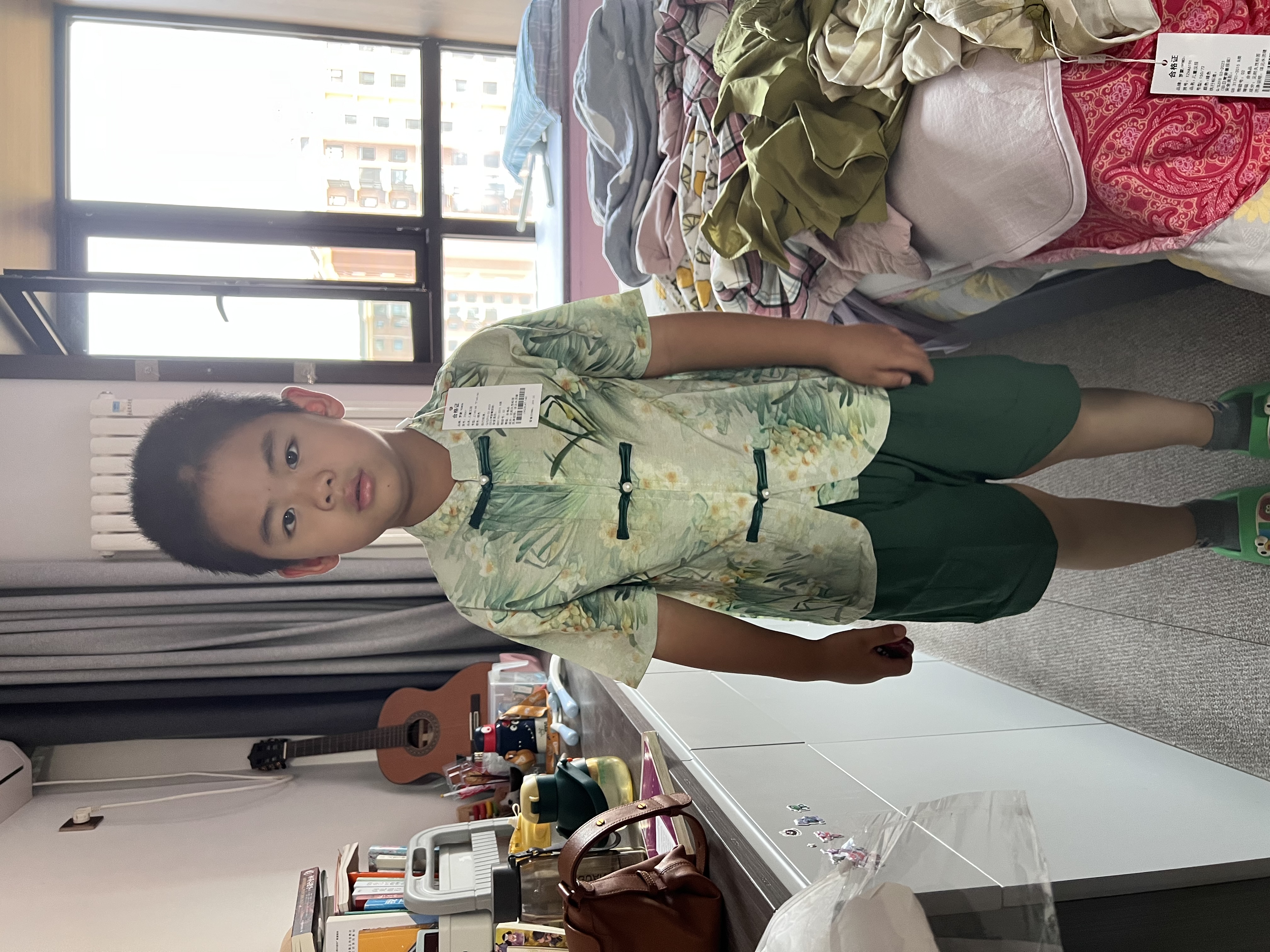 罗蒙男童汉服套装中秋唐装儿童中国风古装国学毕业演出服 绿色140 实拍图