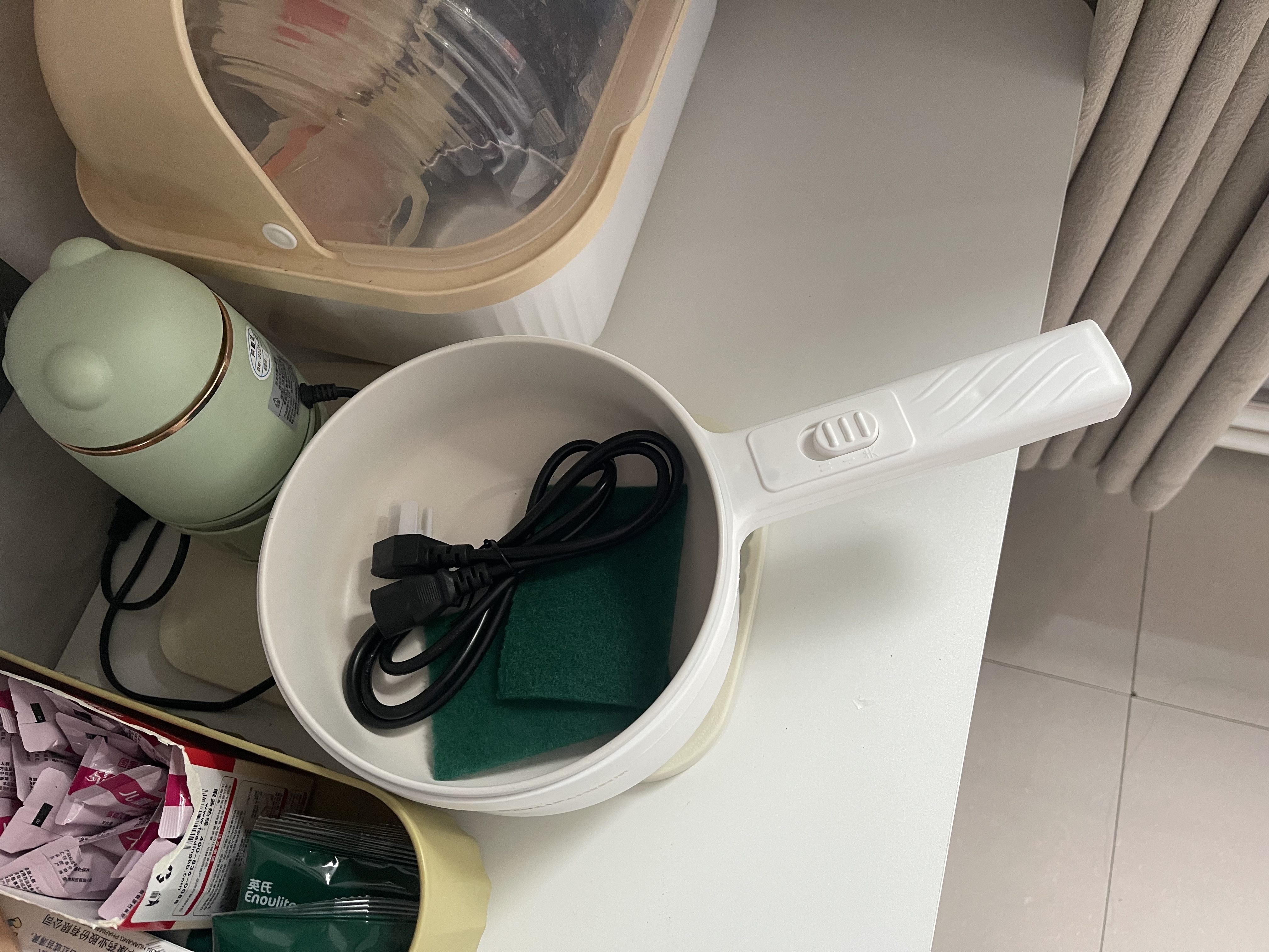 牧利派电煮锅小电锅不粘锅迷你宿舍锅学生多功能煮面锅一锅多用小白锅家用多用途锅电火锅婴儿宝宝辅食锅 白色-可煎炒煮焖涮炖（配木铲 百洁布） 2L 手动款+1蒸笼【配1.5米电线】 实拍图
