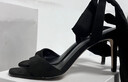 CHARLES&KEITH一字带缎面蝴蝶结绑带高跟凉鞋子女鞋生日礼物送女友CK1-61720177 BLACK TEXTURED黑色纹理 36 实拍图