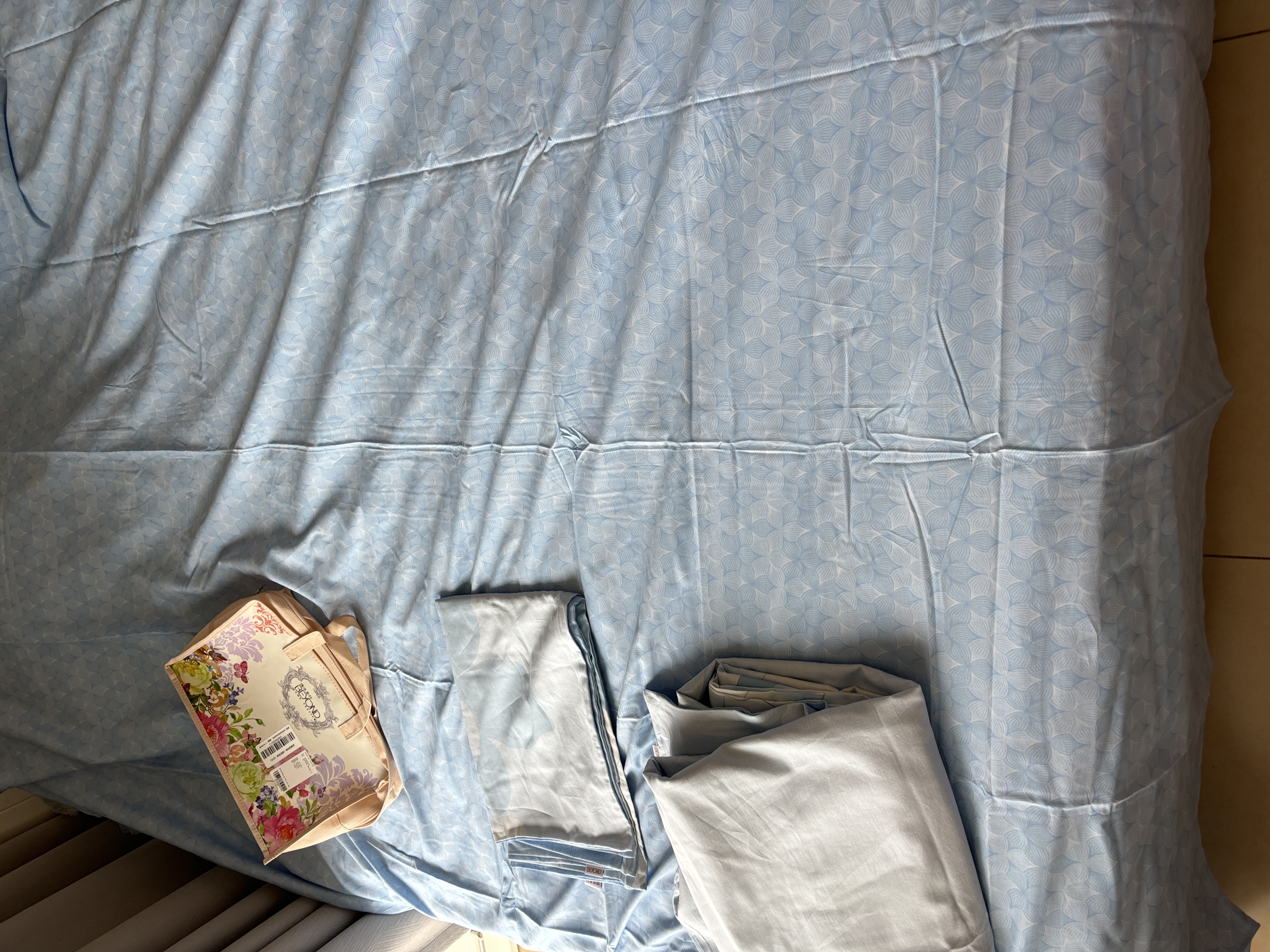博洋家纺床上用品四件套纯棉被套床单100%棉套件全棉被罩1.8米床清和月蓝 实拍图