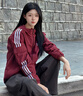 adidas通勤百搭休闲运动连帽夹克外套男女春季阿迪达斯三叶草   暗红   S 实拍图