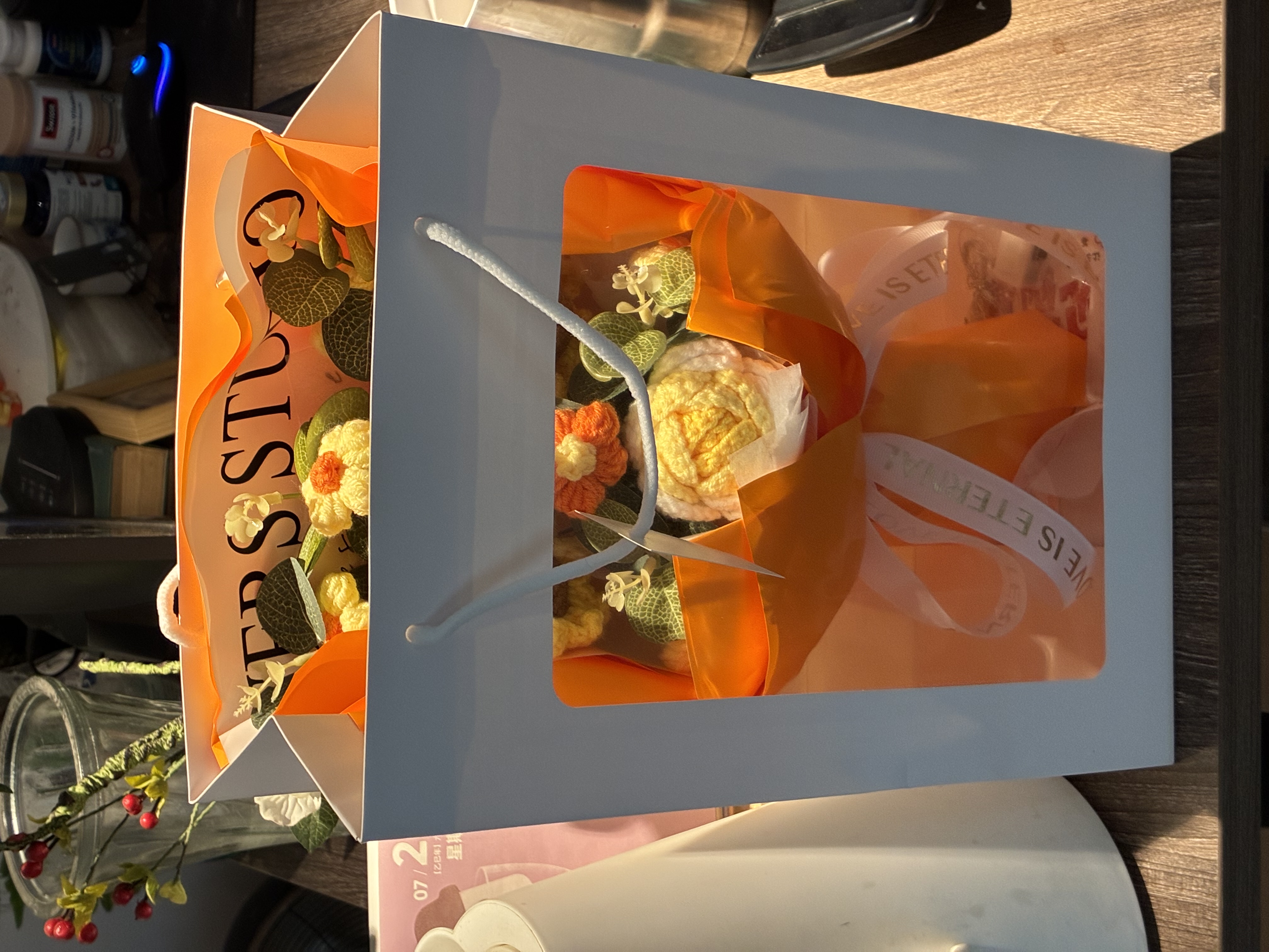 京东鲜花向日葵毛线针织成品永生花束生日礼物送女友同学老师中考毕业礼物 实拍图