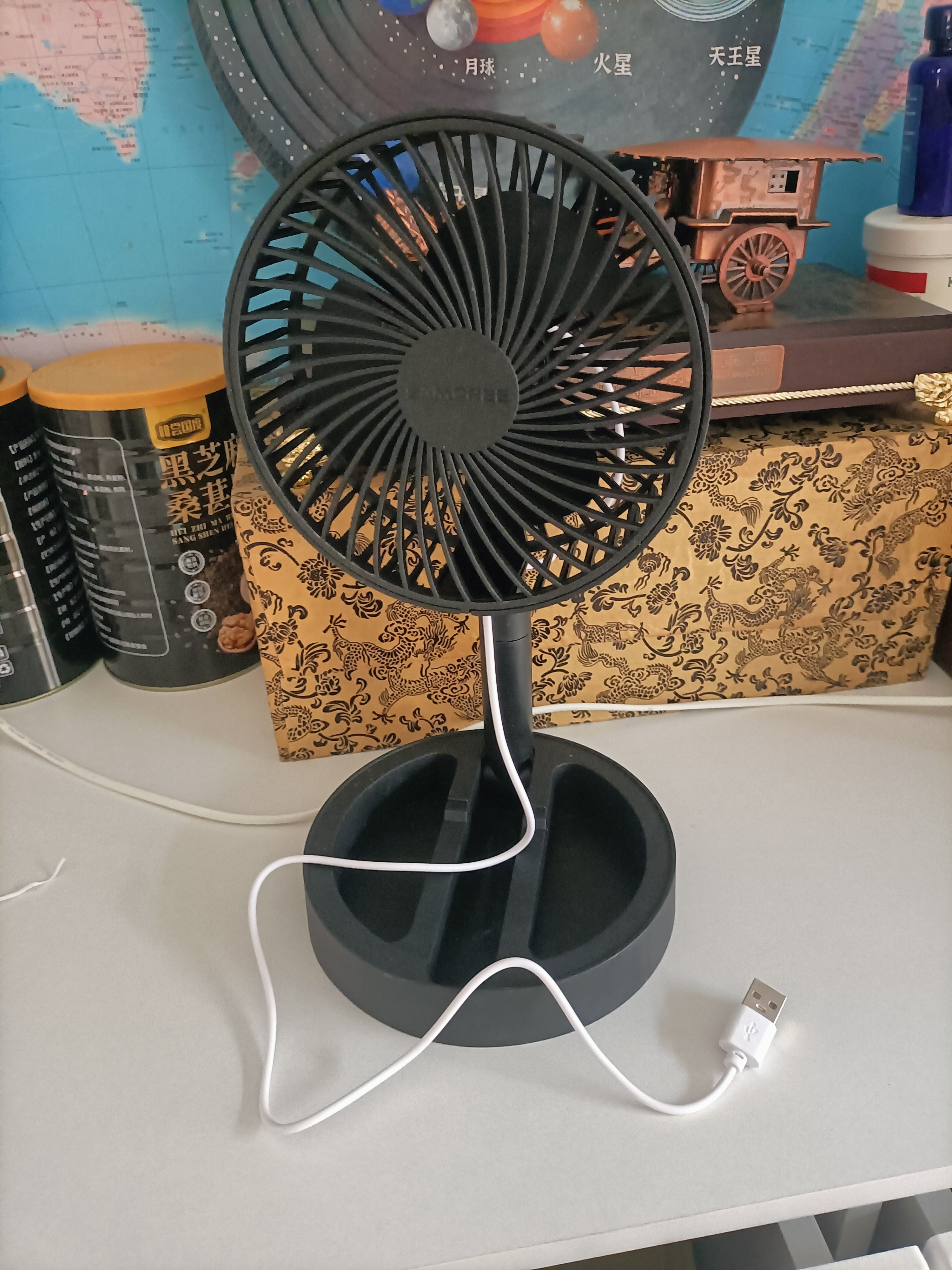 电风扇家用桌面风扇新款折叠伸缩台扇USB小风扇便携学生宿舍制冷轻音风扇 【升级直插款】-黑色绿色随机发（无开关无档位） 实拍图