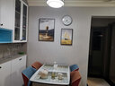 轩棠树 餐厅装饰画现代简约饭厅挂画餐厅墙面装饰壁画北欧饭厅厨房墙画新中式电表箱挂画带钟表 05款 小套（左50*70右50*35+钟表）布艺画黑色框 实拍图