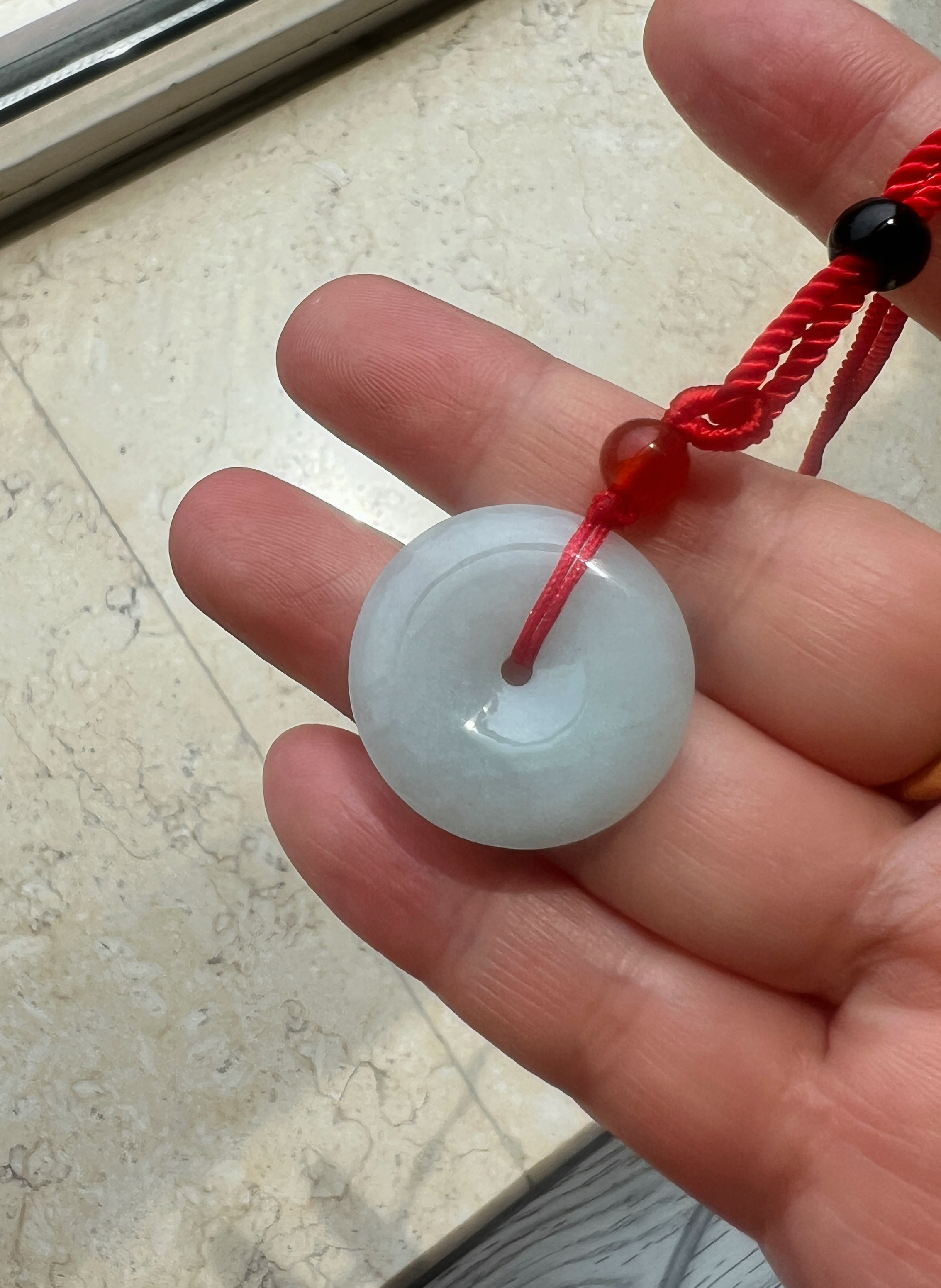 曼丽翠翡翠糯种平安扣吊坠22mm直径圆润玉坠项链儿童款礼物附证书 实拍图