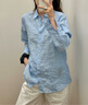 优衣库法国麻衬衫/长袖女装衬衣26春夏新款483868 61 水蓝色 L 实拍图