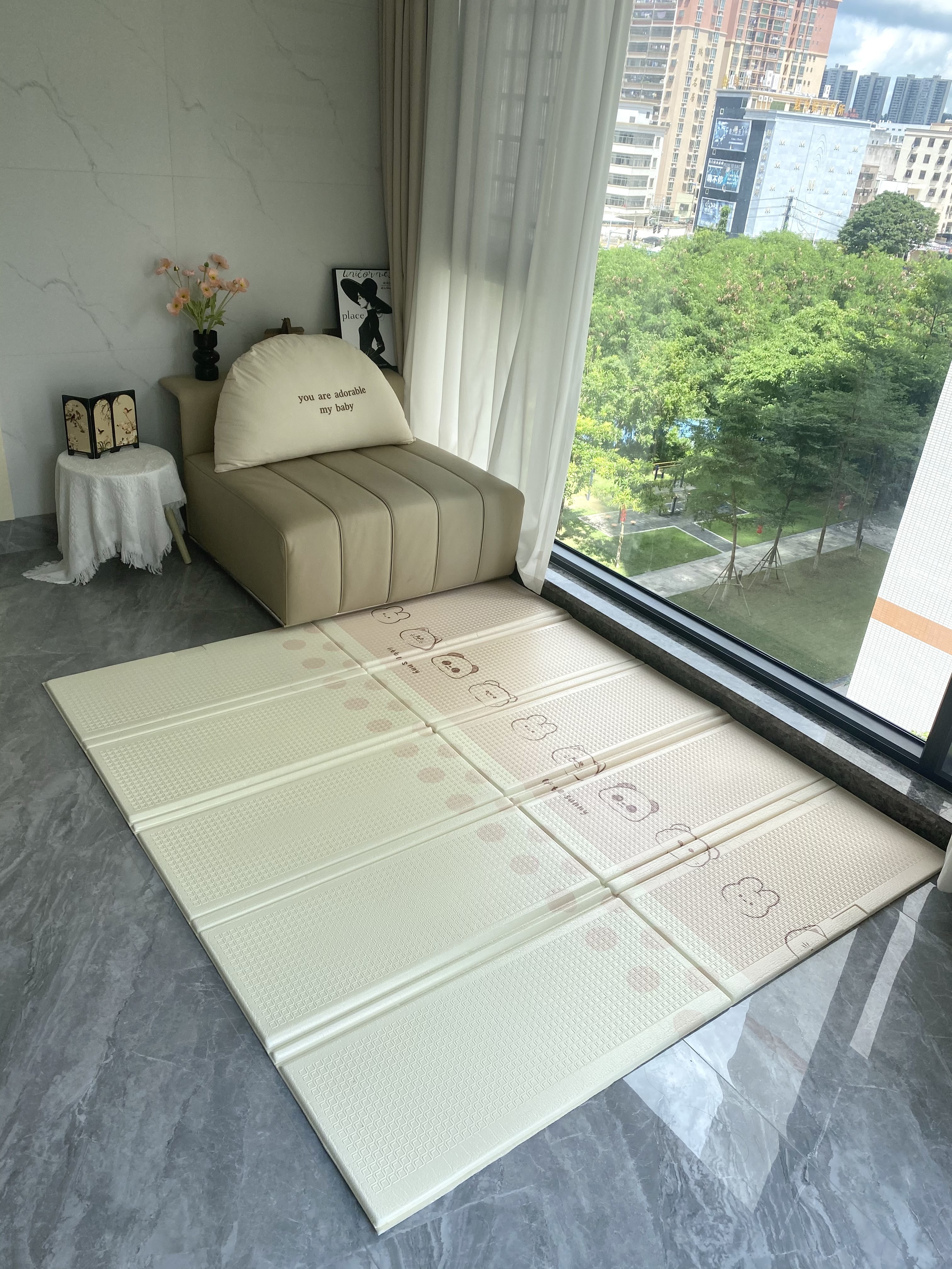 小毛猴婴儿爬行垫加厚折叠垫子宝宝爬爬垫家用铺地无毒无味XPE儿童地垫 【草地游玩+萌宠拍照】升级抗菌 不含甲醛 【2米*1.8米-加厚2厘米】双面XPE 实拍图