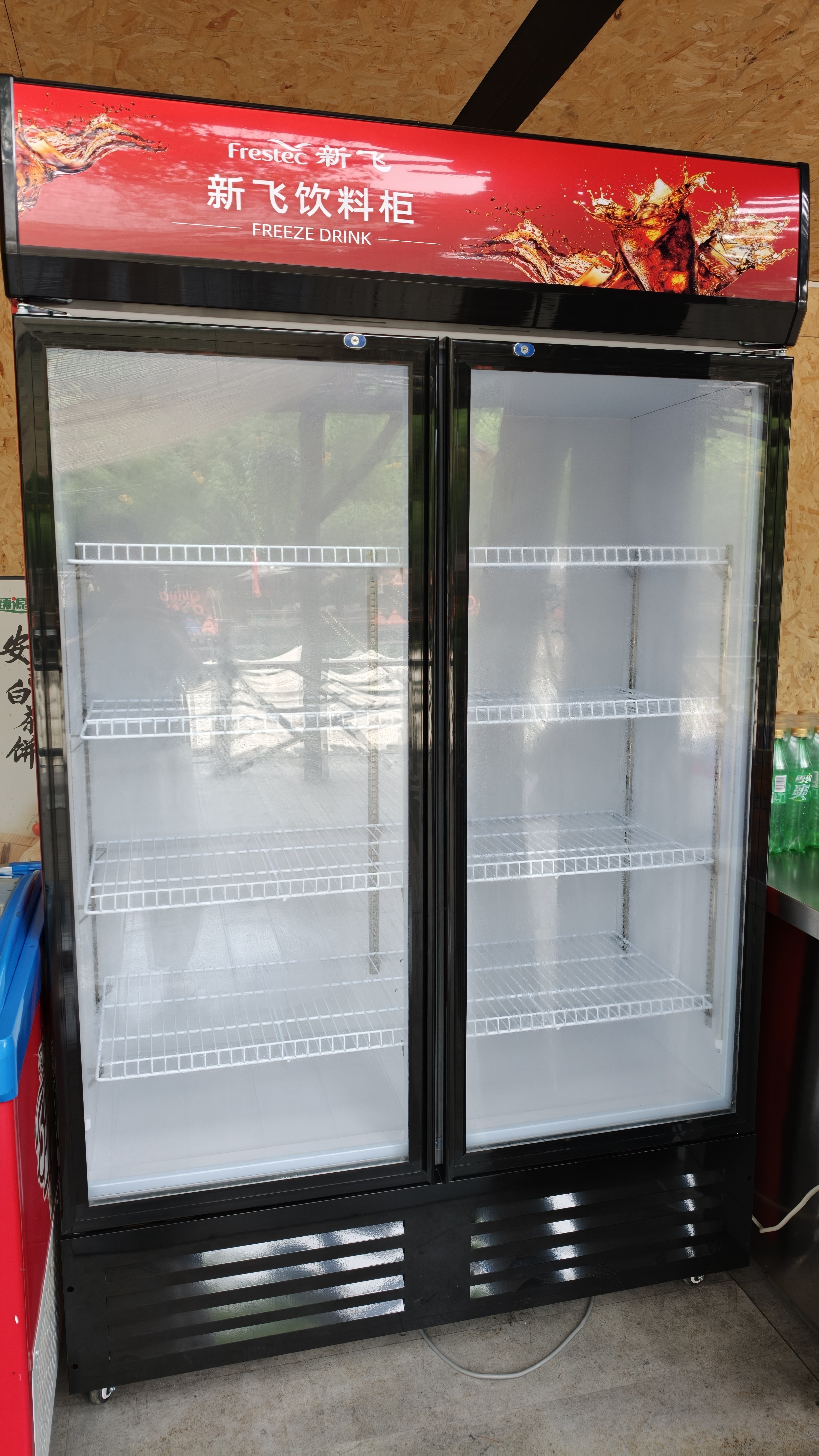 新飞 （Frestec）展示柜冷藏保鲜柜酒水饮料冰柜双开门冷藏柜酒店冷藏保鲜柜超市直冷玻璃门风冷无霜冰箱立式冷柜 双门黑红680L【直冷省电】1.2米 实拍图