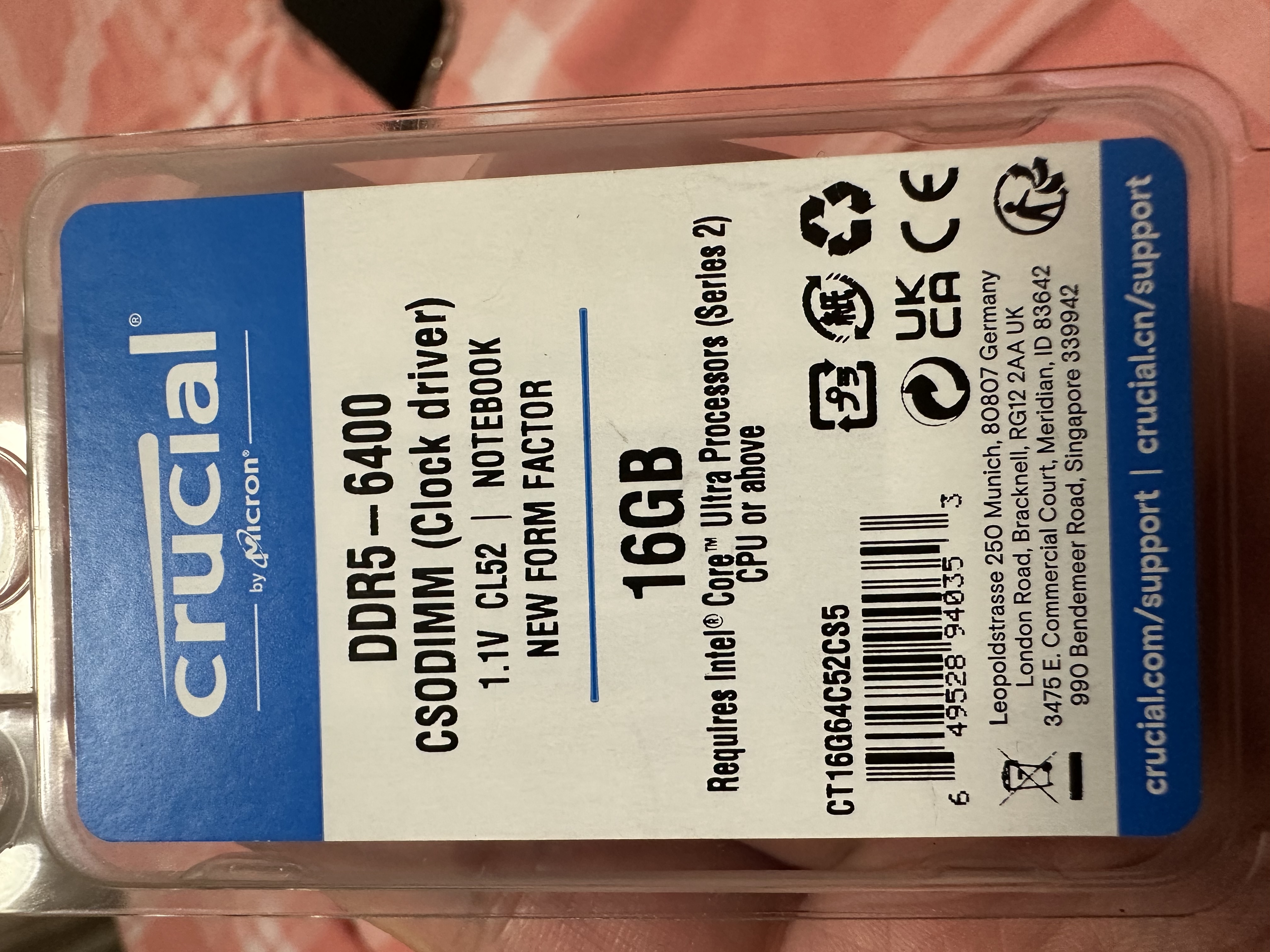 英睿达（crucial）16GB DDR5 6400 CSODIMM 笔记本内存条 美光（原镁光）原厂颗粒 CKD（时钟驱动器）AI电脑配件 实拍图