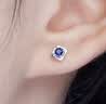 六福珠宝 18K金蓝宝石耳钉(单只)生日礼物女 共5分/白18K/约0.30克 实拍图