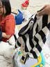 百图betu女装夏季新款连衣裙花边拼接设计间色条纹 裙子女2503D02 黑白条 L 实拍图