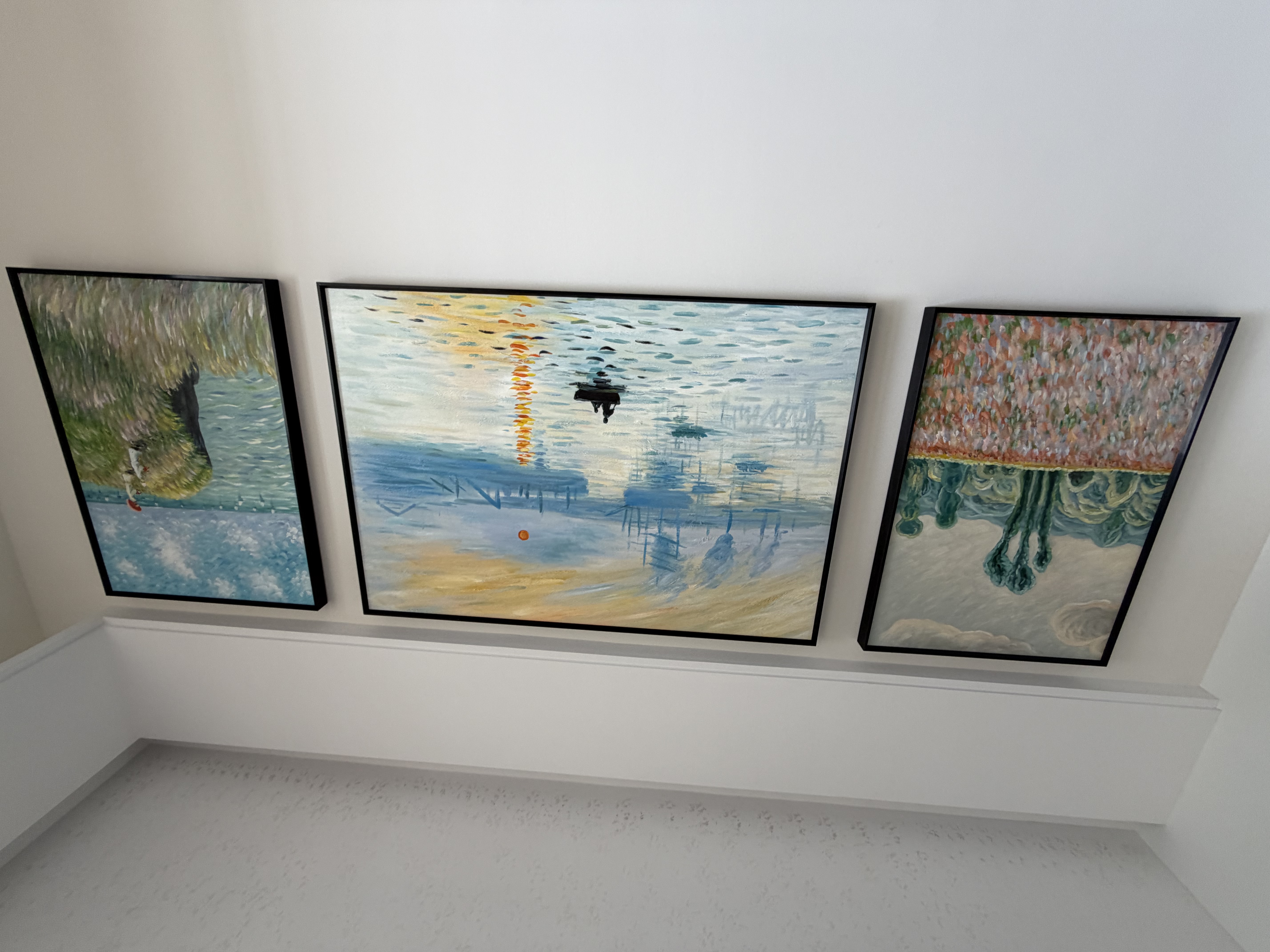 墨派（Mopai）客厅装饰画手绘油画沙发背景墙挂画抽象肌理感高级感三联壁画 莫奈系列 中套(左右50x70+中100x70)手绘 实拍图