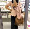 洛兰彩小众复古牛仔风包包女2026新款单肩斜挎包波西米亚流苏包腋下女包 棕色带挂件 实拍图