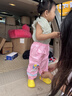 牧萌儿童雨裤男女童踩水裤幼儿园宝宝男孩卡通涉水裤 挖掘机恐龙 S 实拍图