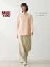 MUJI 女式 汉麻水洗衬衫领长袖衬衫女士女装衬衣外套内搭上衣26年春夏 浅橙色 S （155/80A） 实拍图