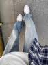Shelley Jones复古蓝闪电纹微喇牛仔裤男cleanfit春秋季美式高级感重工水洗长裤 复古蓝 【不挑腿型】 XL 体重130-145斤 实拍图