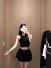ALO YOGA运动短裙背心夏季女黑色速干瑜伽裙防走光高腰A字网球健身外穿 黑色背心+黑色短裙 S 实拍图