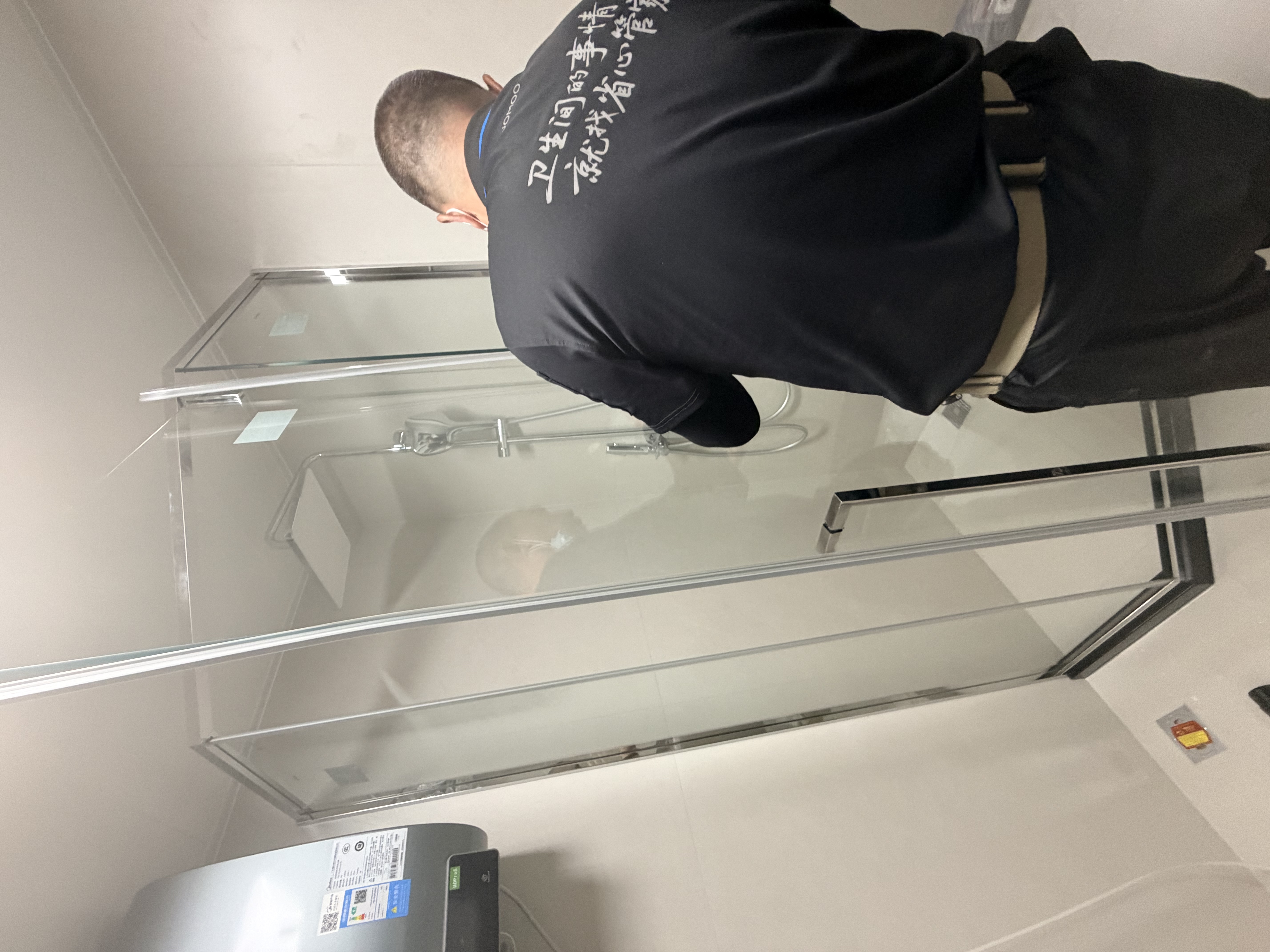 九牧（JOMOO） 【定制】极窄钻石淋浴房一体式干湿分离淋浴隔断沐浴房赠石基E17 亮银型材（内外双开） 【光玻】900*900*2000mm 实拍图