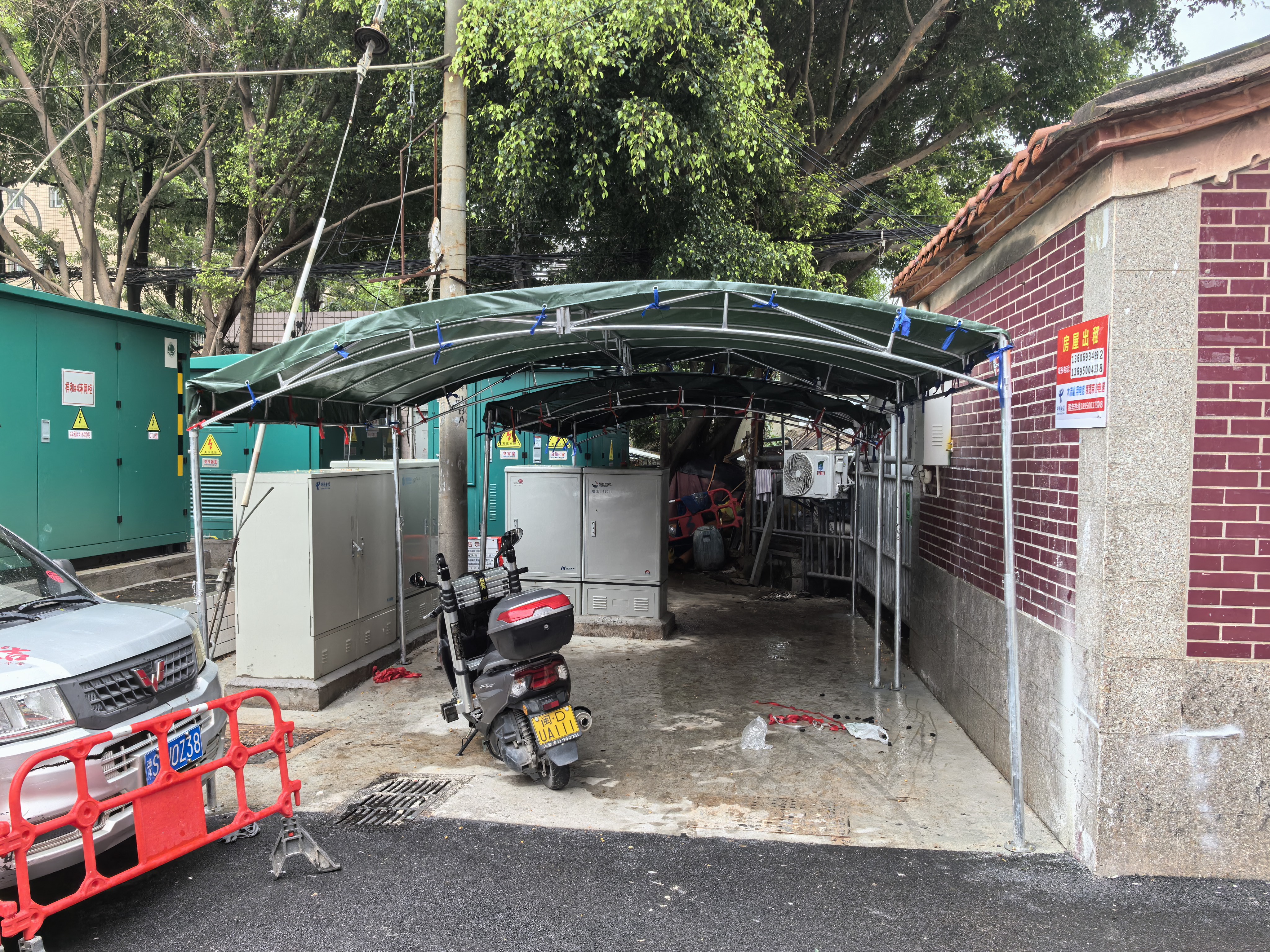 洲璧户外摆摊停车棚农村酒席帐篷防水防晒遮阳棚大排档雨棚养殖棚工业 墨绿色 加厚管3米宽X3米长(4加厚柱) 实拍图
