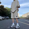 花花公子（PLAYBOY）夏季重磅休闲套装男宽松大码短袖t恤短裤加肥加大胖子穿搭一整套 HQ23352卡其色 XL 【建议130-150斤】 实拍图