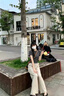 韩璐娇（hanlujiao）休闲裤女装夏季2026新款气质显瘦通勤穿搭衣服运动冰丝阔腿裤子女 灰色衣+卡其裤子 M （建议96-108斤） 实拍图