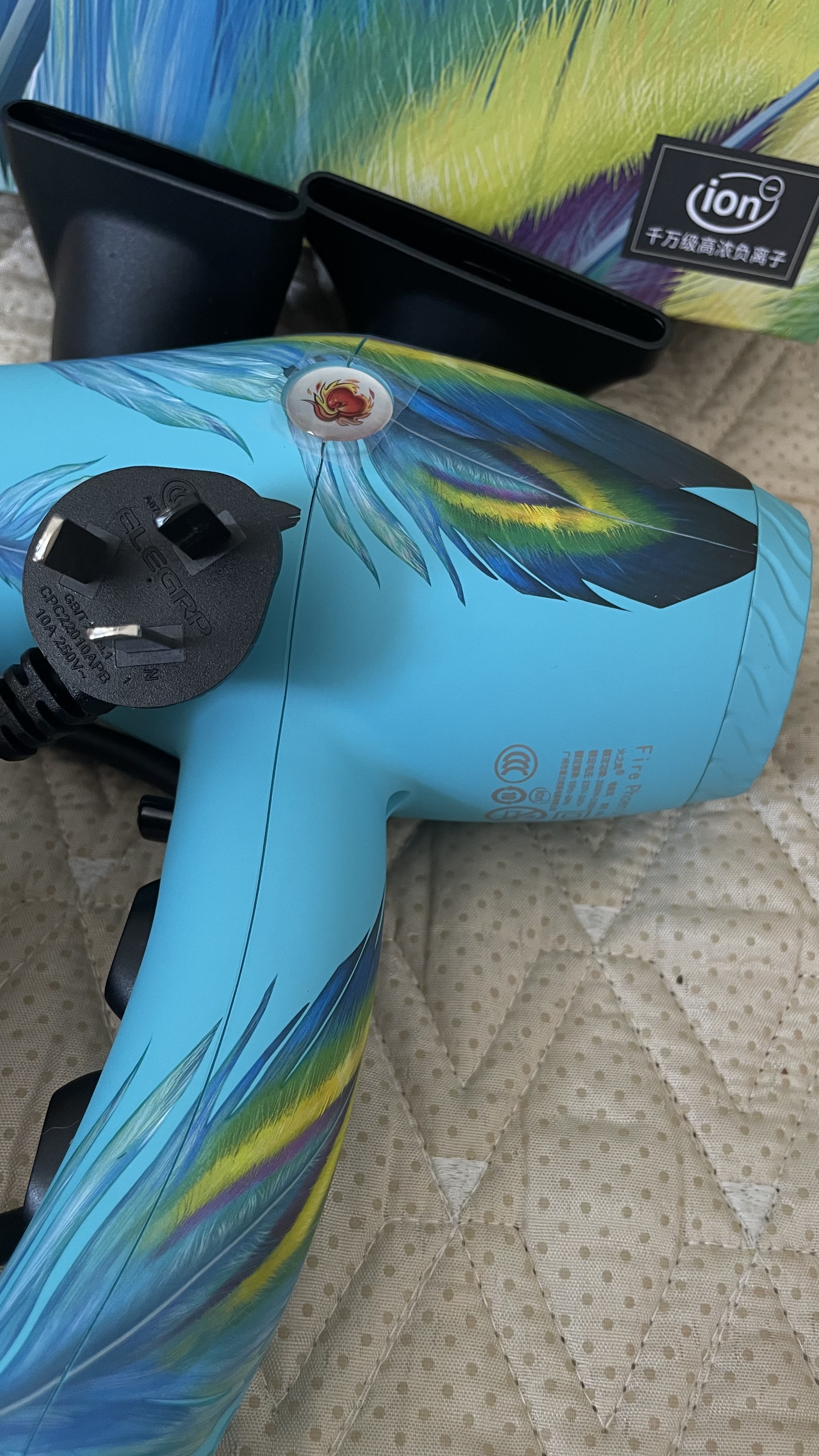 火之凤8960吹风机理发店专用 负离子2200W大功率家用高速恒温护发不伤发大风力速干造型电吹风筒 8960蓝孔雀(2200W) 实拍图