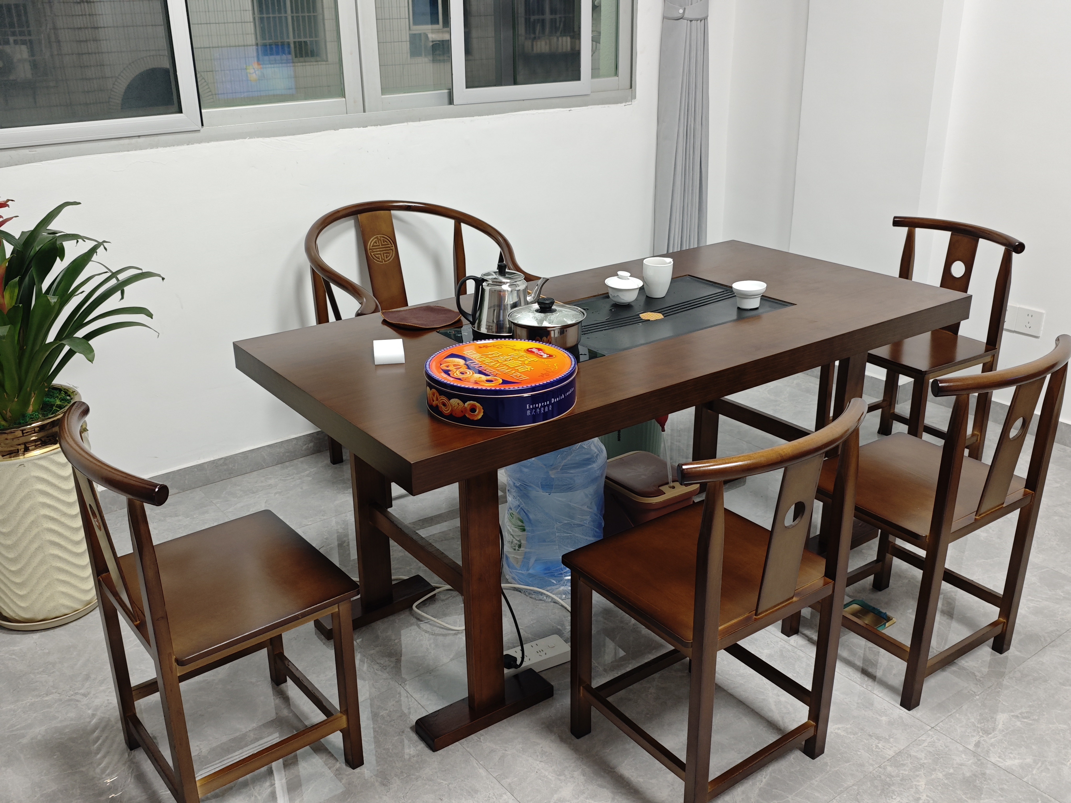 实木大板茶桌椅组合新中式泡茶台办公室家用原木茶几茶具套装一体 【石盘款】+1围椅+4月牙椅-热卖套餐 1.6米【送电磁炉礼包】 实拍图