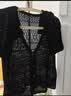优衣库镂空V领针织开衫女装/毛衣毛衫外套485724 09 黑色 2XL 实拍图