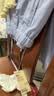 MUJI女式 凉感 抽褶裙 长半身裙 女款 纯棉 夏季款 裙子女装 BE214A6S 萨克森蓝条纹 L 165/70A 实拍图