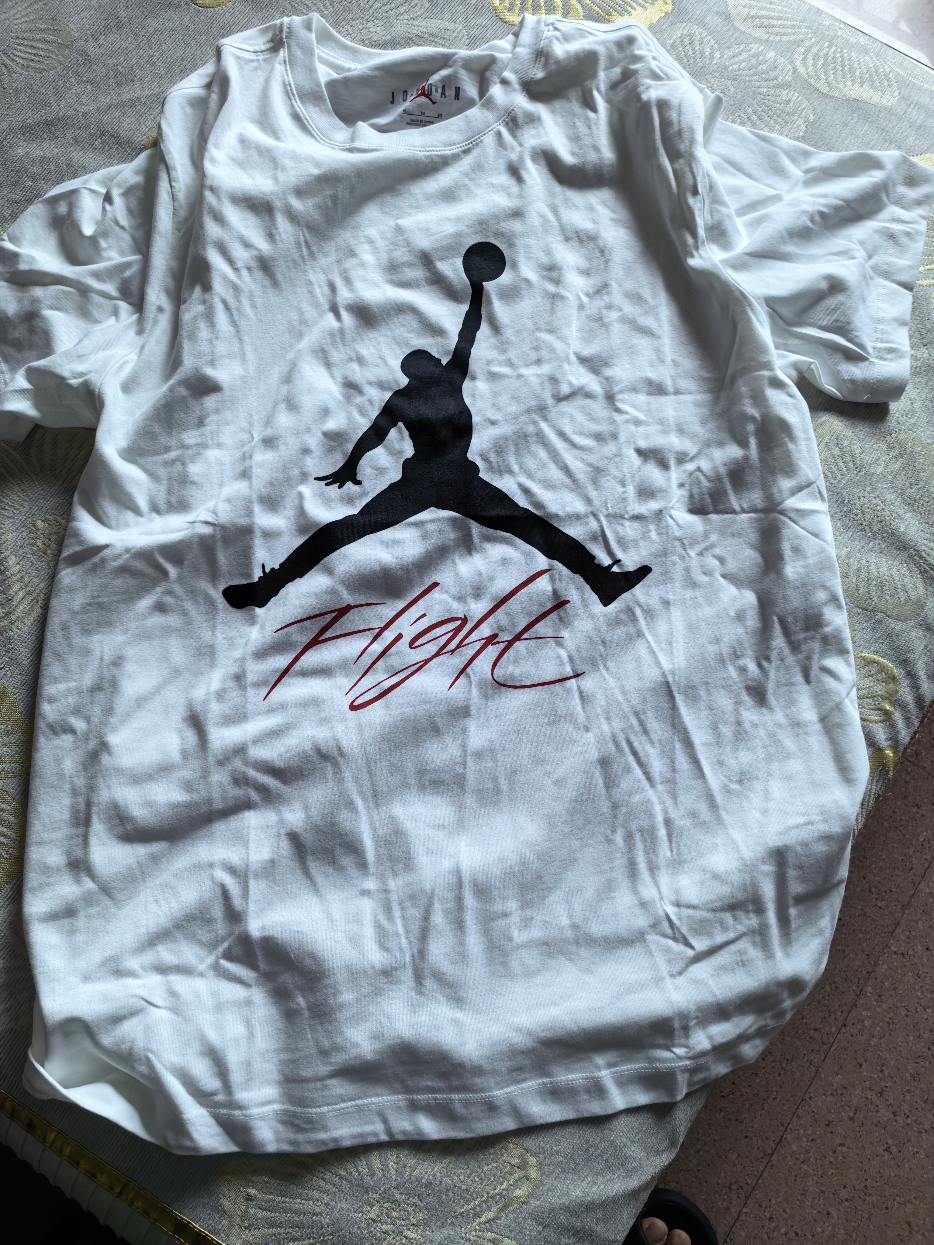 Jordan男子乔丹 纯棉透气 飞人Logo 短袖T恤AO0665-100白色XL 实拍图