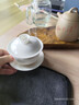 韵化羊脂玉瓷陶瓷盖碗单个悬停敬茶杯青花功夫茶具盖子悬浮泡茶碗试用 羊脂玉-水墨江山-悬停三才盖碗 实拍图