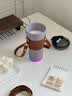 膳魔师（THERMOS）便携电动搅拌杯咖啡杯新款陶瓷涂层车载办公室保温杯高颜值水杯子 膳魔师-极光紫【395ml】+咖色杯套 实拍图