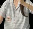 浪莎（LangSha）带胸垫睡衣女夏季薄款凉感云朵棉学生甜美小狗格子短袖短裤家居服 实拍图