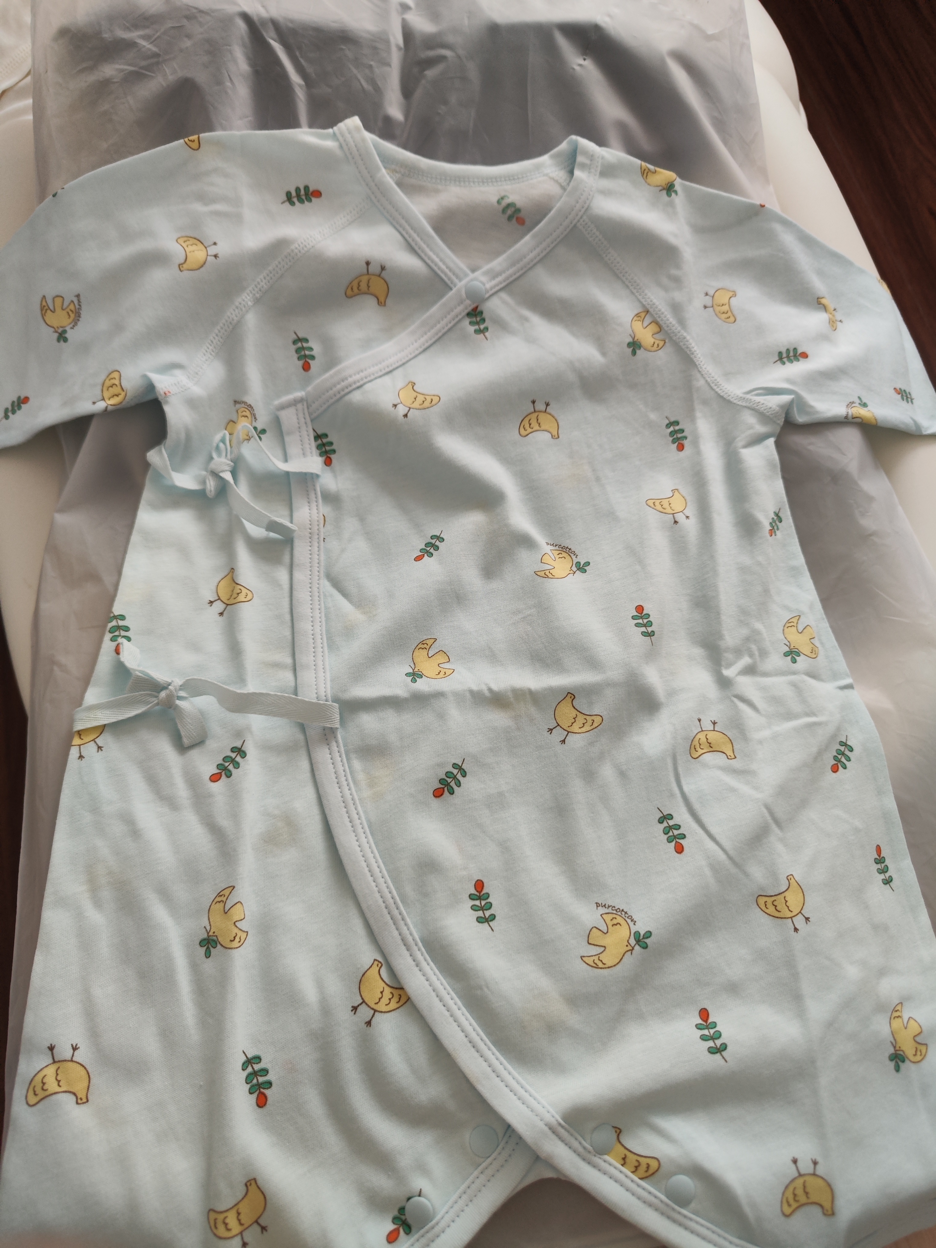 全棉时代新生儿衣服婴儿针织蝴蝶衣纯棉四季连体服【京东专供】 鸭+黄59码 实拍图
