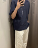 优衣库棉麻衬衫/短袖男装女装衬衣26春夏新款482502 69 藏青色 S 实拍图