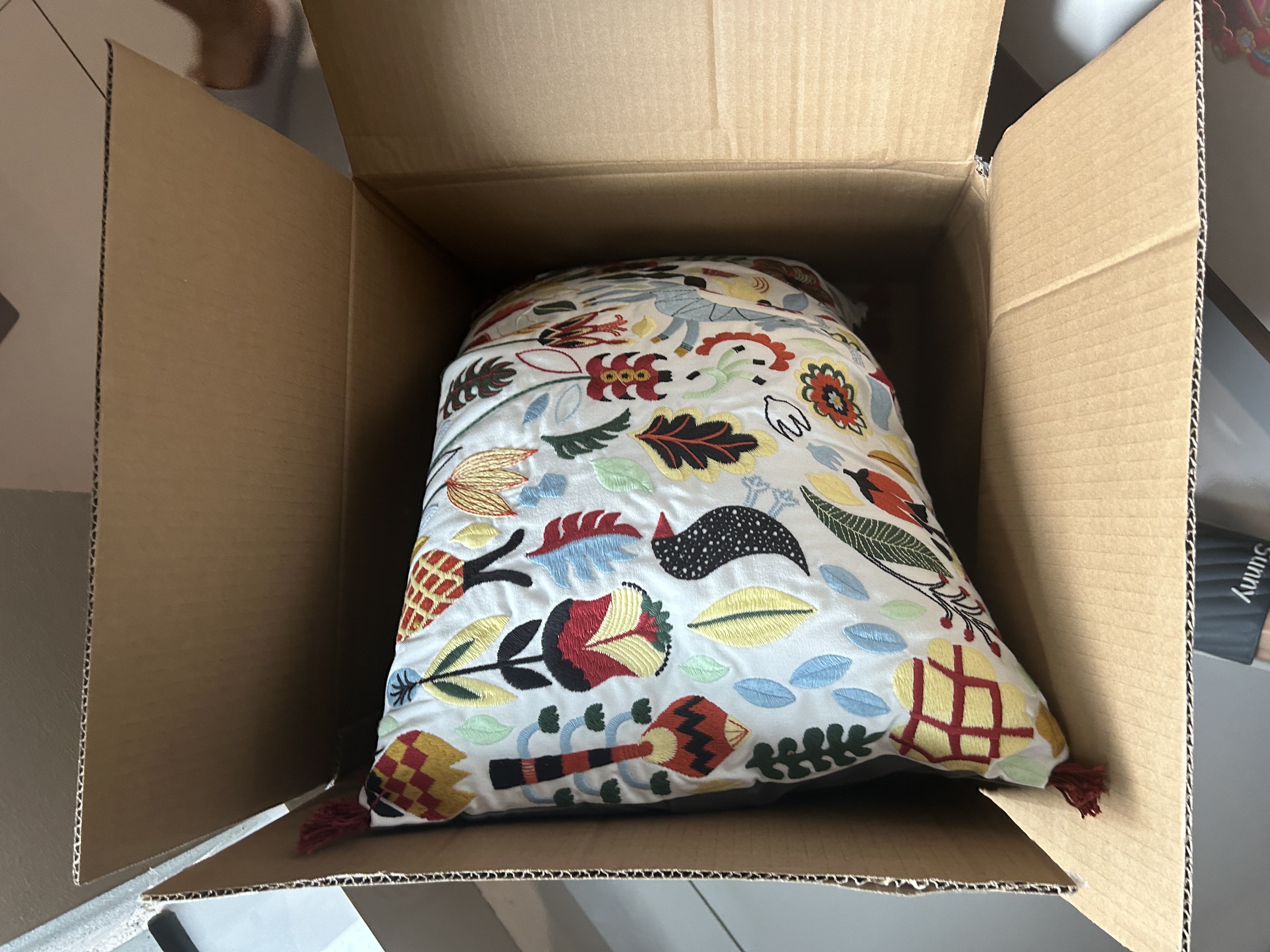 宜家（IKEA）RODARV洛达夫刺绣靠垫卧室客厅沙发抱枕午睡枕趴睡枕 多色靠垫 40*65cm 实拍图