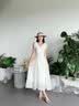 香影白色v领短袖连衣裙女2026夏季新款法式气质收腰裙莱赛尔裙子 米白 S 85-95斤/裙长109.5CM 实拍图