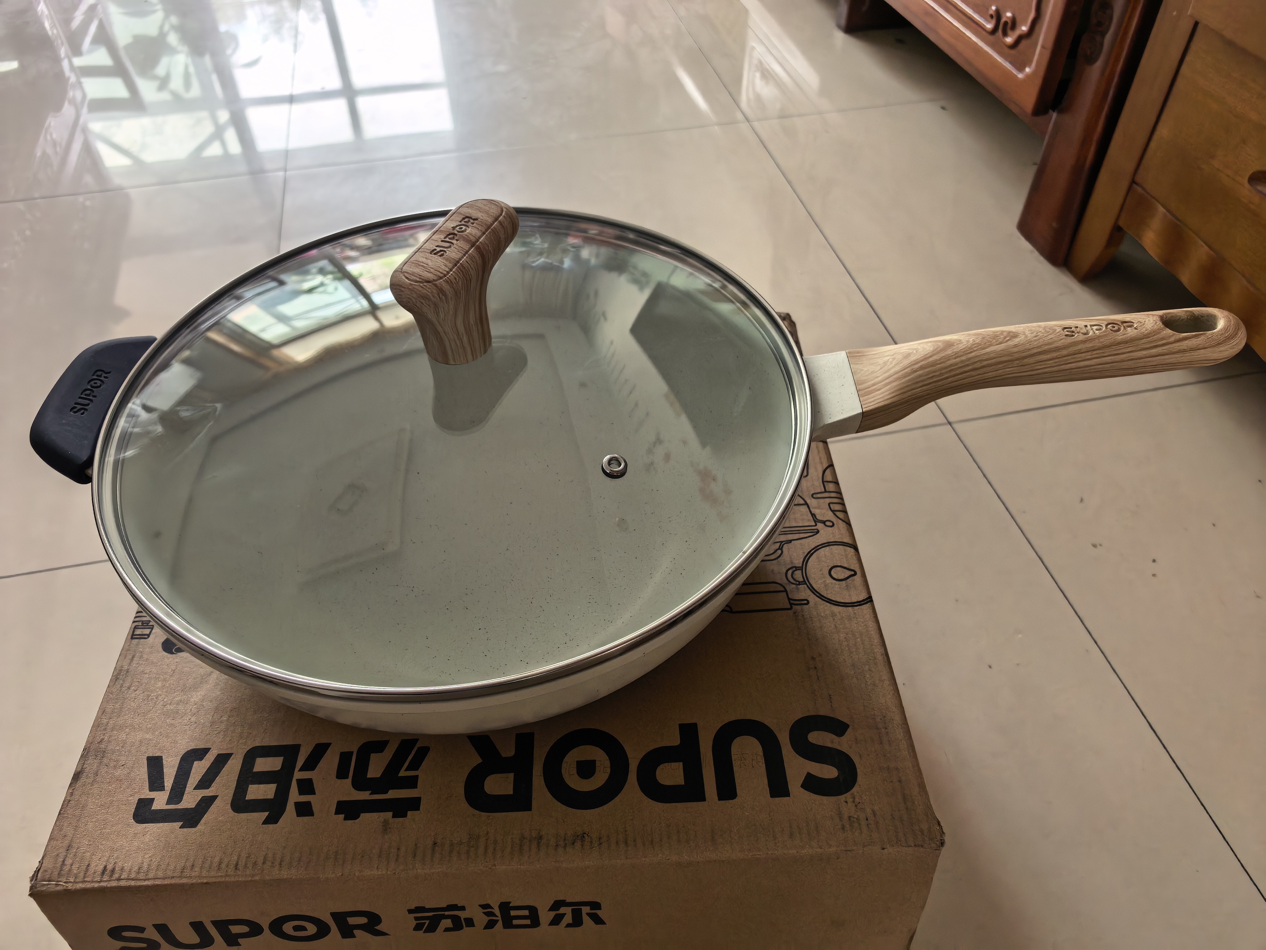 苏泊尔（SUPOR）炒锅不粘锅麦饭石色家用炒菜锅少油烟小炒锅电磁炉燃气通用 适用4-5人丨一代炒锅 32cm 实拍图