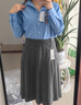 优衣库宽褶中裙女装/半身裙裙子479916 488364 488364/08深灰色 L 实拍图
