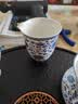 不拙羊脂玉瓷盖碗三件套公道杯茶漏茶具描金青花缠枝莲盖碗公杯过滤组 实拍图